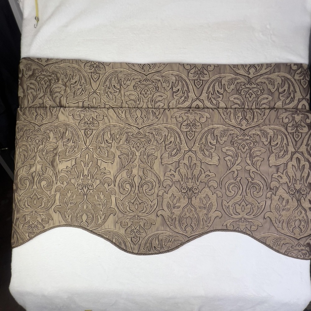 Chris Madden Scalloped Valance Beige Floral Textured Curtain Made To Measure